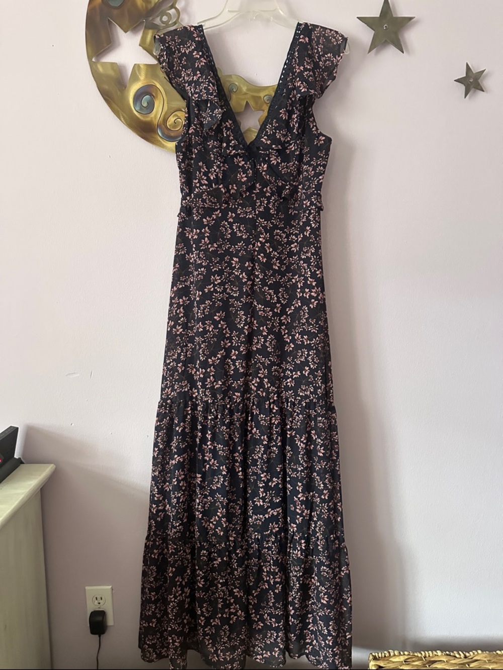 Lulu's Black Maxi Dress with Pink Floral Print - Picture 3 of 4